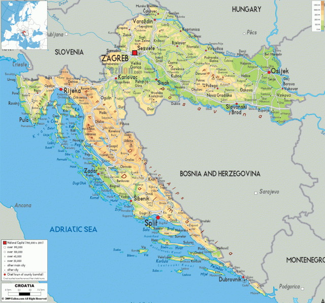 Political map of Criatia