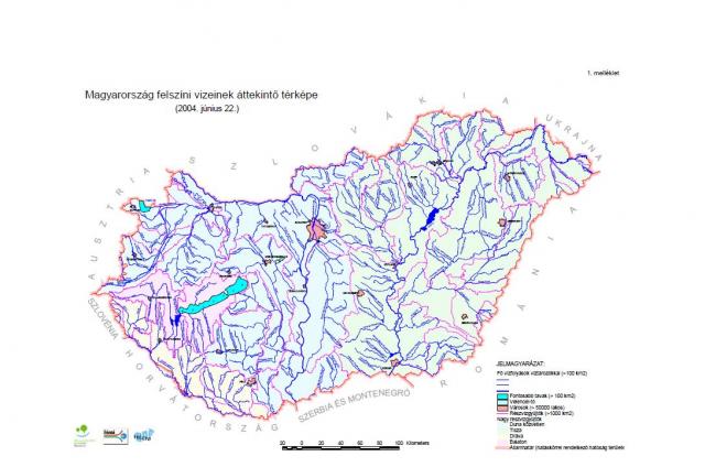 Magyarország felszíni vizeinek áttekintő térképe KVVM