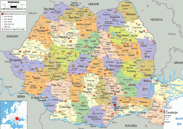 Rumania, political map