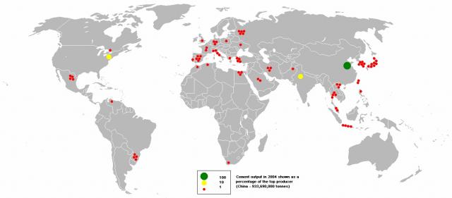 Cement production, 2004