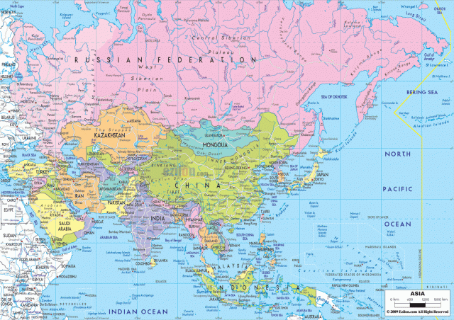 Ázsia közigazgatási térképe