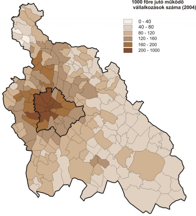 Vállalkozások száma a Közép-Magyarország Régióban