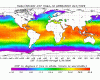 Temperature of seas and oceans, 2009